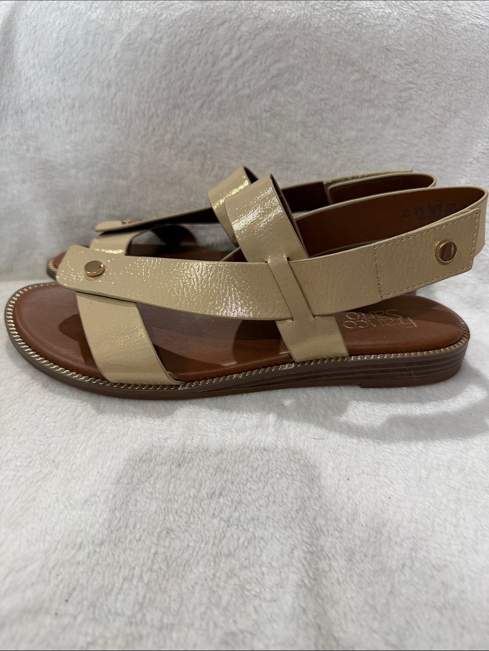 Franco Sarto Metallic Leather Strappy Flat Sandals